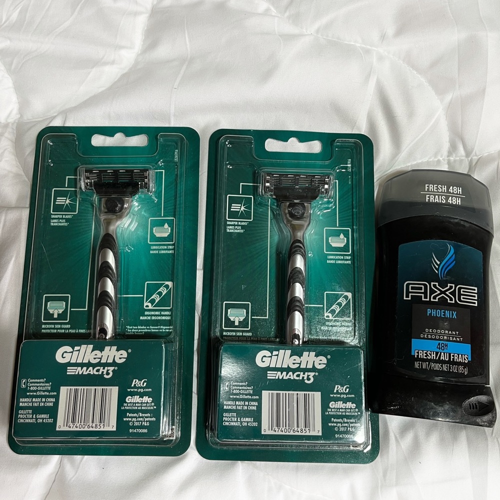 Bundle 2 Gillette MACH3 men’s Razor. 1 AXE Fhoenix Deodorant